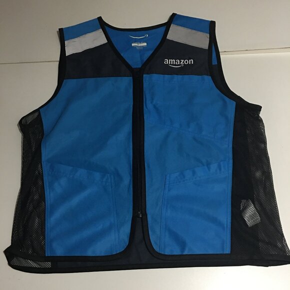 Amazon Vest Jacket  Size M/L Zip Uniform Blue Employee - Picture 1 of 8
